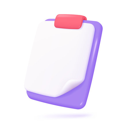 3D clipboard. Report summary document. Keeping a checklist of daily activities. 3D Vector Illustration.のイラスト素材
