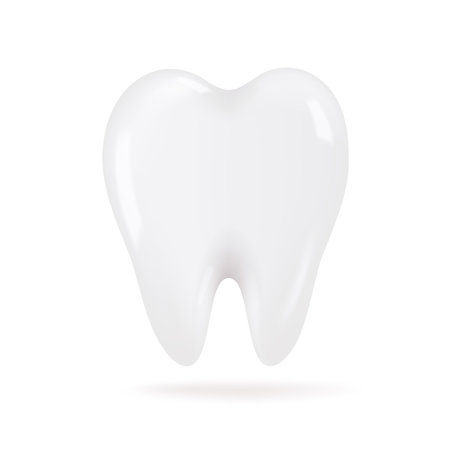 3D teeth. Clean white molars with healthy teeth. Ideas for brushing teeth to prevent tooth decay in children. 3D vector Illustration.のイラスト素材