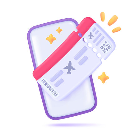 3D online airplane tickets Airline ticket booking ideas for travel from airlines to vacation destinations. 3D vector Illustration.のイラスト素材