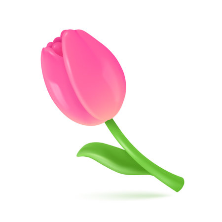 3D Tulips. Beautiful flowers given to express congratulations. Giving special gifts for women. 3D vector Illustration.のイラスト素材
