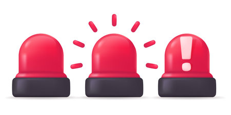 Ambulance siren lights for monitoring and warning of emergency situations. 3D vector illustration.のイラスト素材
