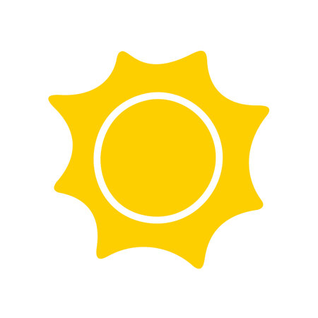 Sun icon. The silhouette of the sun shining brightly on a spring morningのイラスト素材