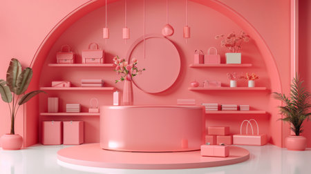 3d concept of web and mobile integrated ecommerce store, minimal, clean.の素材