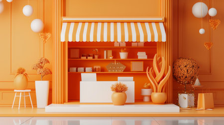 a wholesell platform front page banner 3D design with bright orange color tone.の素材