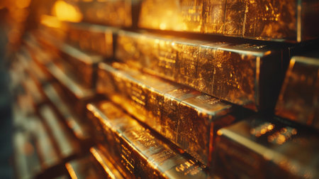 Gold bars background. Gold bars close-up. Gold bars backgroundの素材