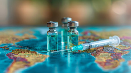 Life-saving vaccines traveling through a global networkの素材