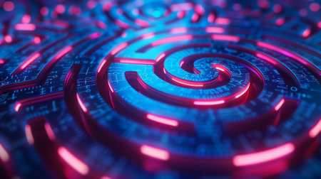 Neon binary labyrinth with hidden informationの素材