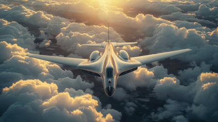Supersonic reconnaissance aircraft on a covert mission, high altitudeの素材