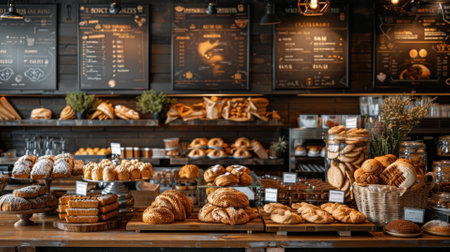 A bakery where all items are priced with tags showing exponential growthの素材