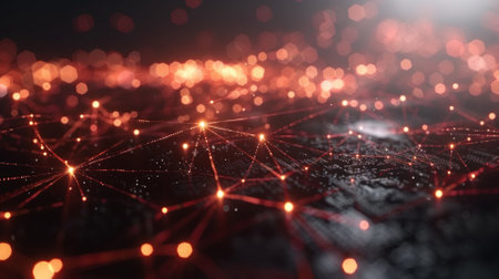 Futuristic blockchain network visualization, digital connectionsの素材