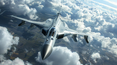 Supersonic reconnaissance aircraft on a covert mission, high altitudeの素材