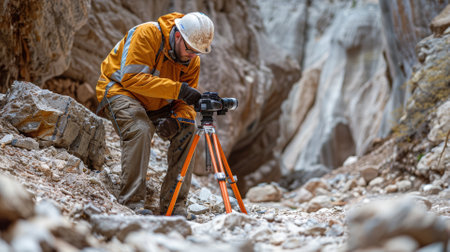 A fossil excavation site using advanced laser scanning technologyの素材