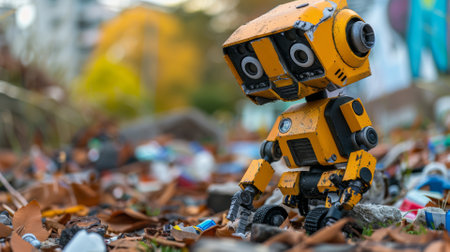 A robot helping humans to recycle and manage wasteの素材