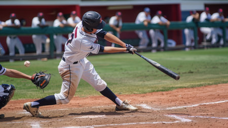 The electrifying charge of a base hit in a crucial momentの素材