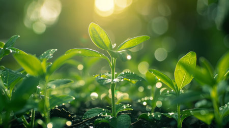 Herbal capsules sprouting in a lush gardenの素材