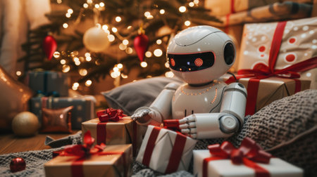 Robots crafting handmade gifts to express gratitude and friendshipの素材