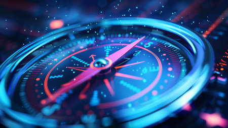 A compass with arrows not pointing north but towards financial growth opportunitiesの素材