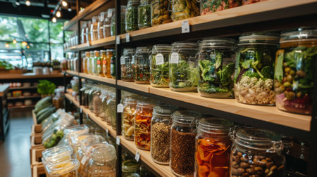 A grocery store that sells products without packaging to reduce wasteの素材