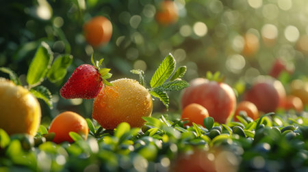 Vitamin capsule marathon, race through a fruit courseの素材