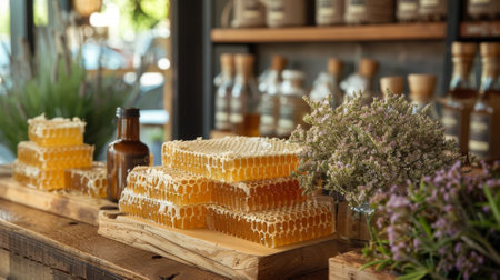 Artisanal honeycomb and honey tasting setupの素材