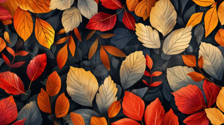 Autumn leaves, abstract pattern with warm colorsの素材