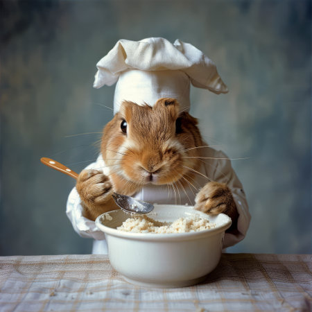 Animal chefs in gourmet kitchens, tasting spoonの素材