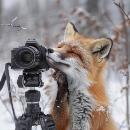 Photographer foxes, cameraの素材