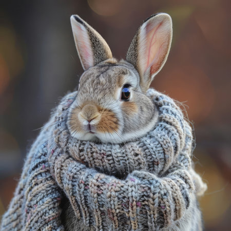 Rabbit in a knit scarf smuの素材
