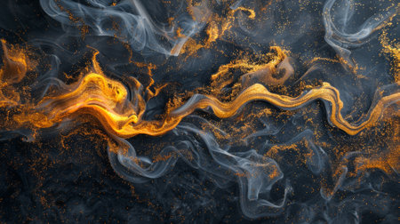 Gilded smoke, swirling gold on a dark baseの素材