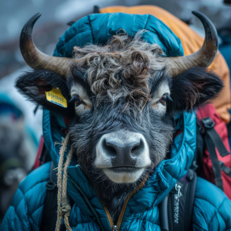 Yak in a thermal jacket, Himalayan treの素材