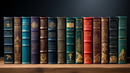 Classic book collection, spines with side text areaの素材