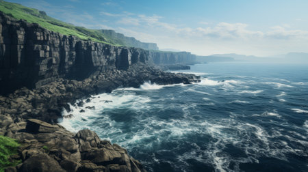 Dramatic cliffside ocean view, top or bottom space for copyの素材