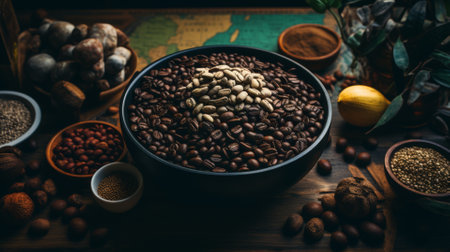 Coffee culture from around the world, beans and brewsの素材