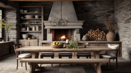 Rustic farmhouse interiors, cozy and inviting texturesの素材