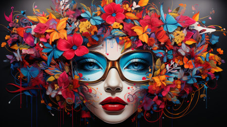 Vibrant street art on urban walls, graffitiの素材