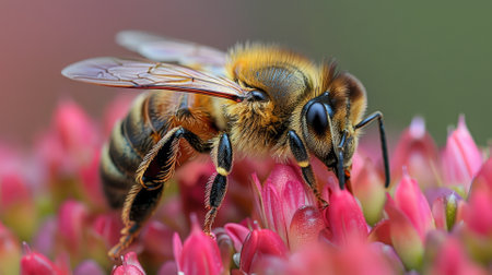Close-up of bee on flower, pollinationの素材