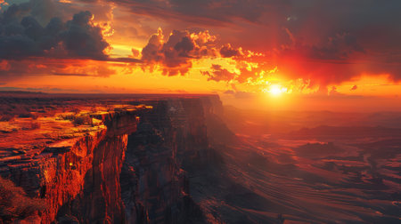 Dramatic cliffside sunset, rugged beautyの素材