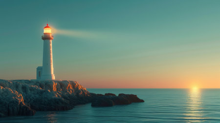 Solitary lighthouse, guiding lightの素材