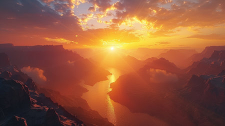 Majestic canyon at sunset, natural wonderの素材