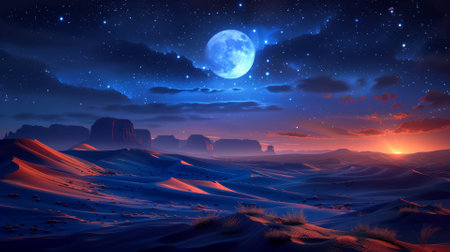 Moonlit desert dunes, mysterious nightの素材