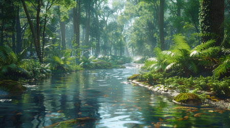 Lush forest creek, serene tranquilityの素材
