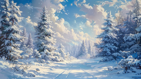 Snow-covered evergreens, winter wonderlandの素材