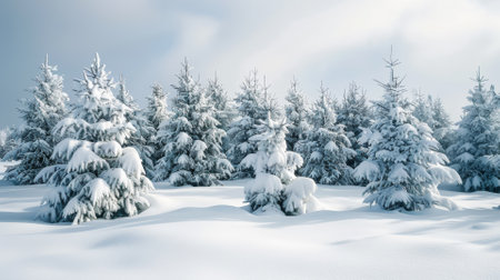 Snow-covered evergreens, winter wonderlandの素材