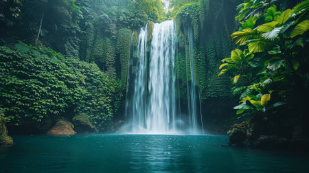 Majestic waterfall in lush jungle, natural wonderの素材
