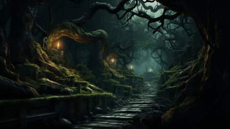 Whispering woods with paths that change and ancient secretsの素材