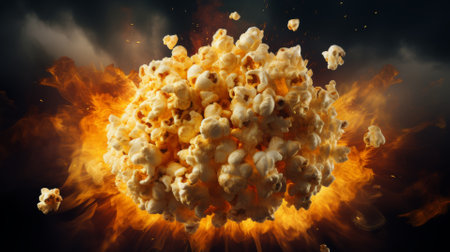 3D popcorn explosion, movie night excitementの素材