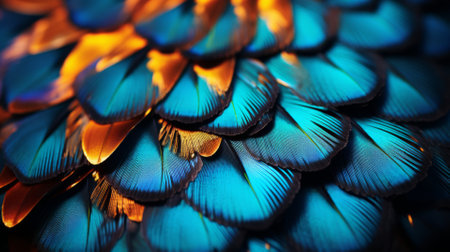 Macro shot of a butterfly wing, intricate patterns, vivid colorsの素材