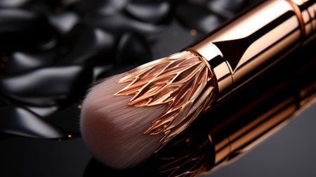 Close-up of exquisite makeup brush tips, precision in beauty applicationの素材