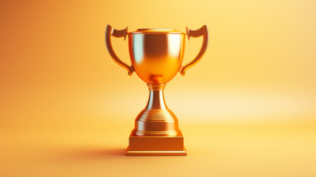 Minimalist 3D trophy icon on a solid background, symbolizing simple successの素材