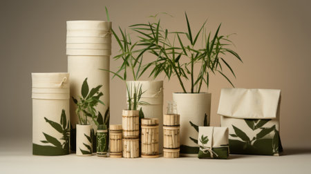 Recyclable paper and bamboo packaging, zero waste themeの素材